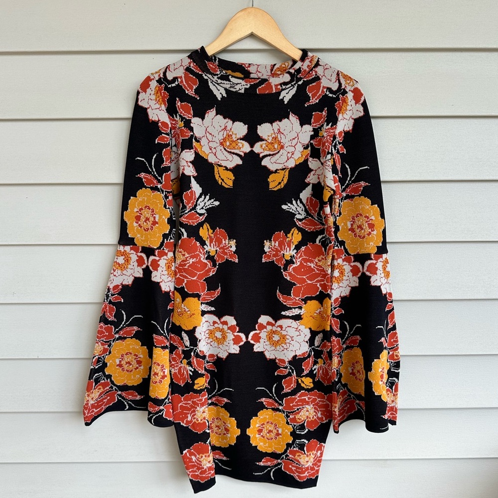 Flying Tomato Black Floral Long Sleeve Dress